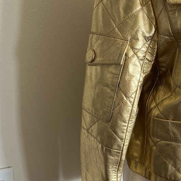Woman MOSCHINO cheapandchic leather jacket, gold size 44 - Picture 3 of 9